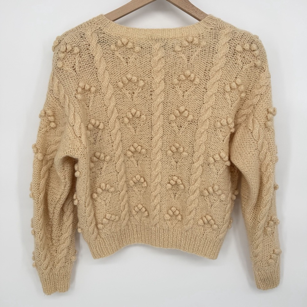 VTG Liz Claiborne Sz M 80s Collection Cardigan Mohair Handknit Sweater Bobbles - Picture 2 of 7